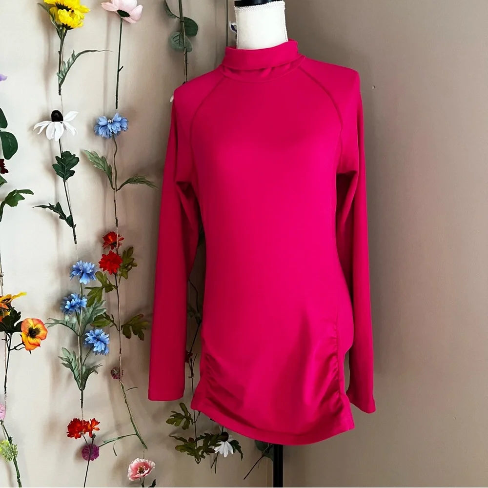 Athleta Long Sleeve Tunic Mock Neck Pink Top Medium
